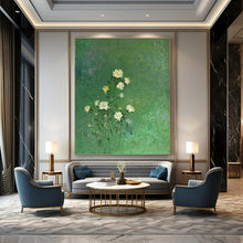 Load image into Gallery viewer, White Flowers on Green Abstract Painting, Ideal for Nature - Lover’s Bedroom &amp; Botanical Café LargeART1453
