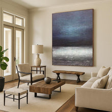 Load image into Gallery viewer, Dark Blue and Gray Abstract Horizon – Minimalist Acrylic with Subtle Gradients DTP259
