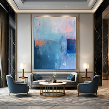 Load image into Gallery viewer, Blue - Toned Abstract Landscape Canvas Painting, Ideal for Coastal Home Office &amp; Minimalist Living Room LargeART1178
