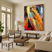 Load image into Gallery viewer, “Colorful Textured Mountain Abstract” - Multicolor Abstract Art on Canvas DKH1262
