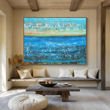 Load image into Gallery viewer, Hand - painted Large - sized Detailed Blue Sea with Bubbles Acrylic Art for Coastal - Themed Bedrooms LargeART1794
