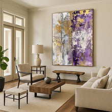 Load image into Gallery viewer, Purple - Gold - Gray Fusion Art for Upscale Spa &amp; Boutique Hotel LargeART0845
