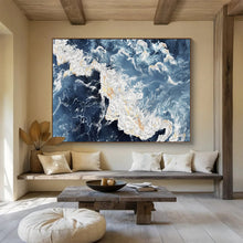 Load image into Gallery viewer, Blue Ocean Wave Abstract - Dynamic Living Room Art LargeART1528
