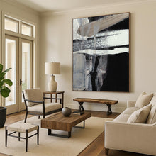 Load image into Gallery viewer, Monochrome Layered Mystery – Black, White, and Beige Textured Abstract DTP193
