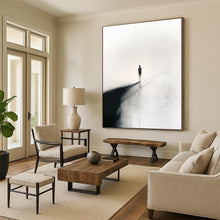 Load image into Gallery viewer, Black &amp; White Lone Figure Abstract Art, Suited for Serene Meditation Room &amp; Contemplative Office LargeART1931
