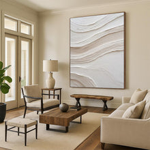 Load image into Gallery viewer, Large White - Textured Wave Canvas – Great for Contemporary Bedroom &amp; Minimalist Art Gallery LargeART0722
