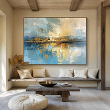 Load image into Gallery viewer, Hand - Painted Abstract Cityscape Reflection Acrylic Art for Urban Loft Living LargeART1640
