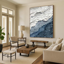 Load image into Gallery viewer, “Textured Coastal Layers” – Layered white, gray, and blue textured forms, evoking a coastal scene. DTP325
