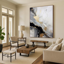 Load image into Gallery viewer, Gold &amp; Gray Abstract Fluid Painting, Ideal for Luxe Living Room &amp; Sophisticated Office LargeART2065
