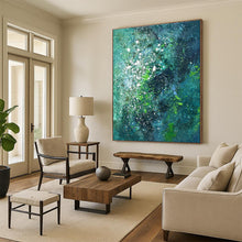 Load image into Gallery viewer, Custom Large Teal - Green Textured Splash – Ideal for Coastal Villa Living Room &amp; Spa Relaxation Area LargeART0717
