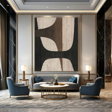 Load image into Gallery viewer, Oversized Hand - painted Brown &amp; Black Geometric Art for Mid - Century Modern Living Rooms LargeART0155
