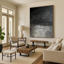 Load image into Gallery viewer, Black Textured Abstraction Art for Industrial Lounge &amp; Art Gallery LargeART0858
