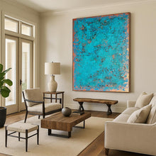 Load image into Gallery viewer, Turquoise &amp; Copper Abstract Painting, Ideal for Coastal Living Room &amp; Art Gallery LargeART2323
