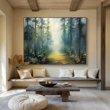 Load image into Gallery viewer, Forest Path “Misty Glow” Painting on Canvas, Ethereal Landscape Art DKH871
