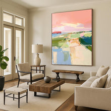 Load image into Gallery viewer, Pastel Landscape Abstract Art – Great for Coastal Living Room &amp; Whimsical Café Nook LargeART0706
