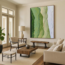Load image into Gallery viewer, Green and White Textured Stripes Acrylic Art - Ideal for Botanical - themed Study &amp; Minimalist Living Room LargeART0634
