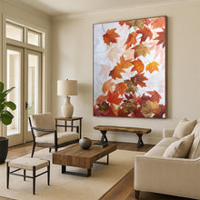 Load image into Gallery viewer, Orange &amp; Gold Leaf Abstract Art, Ideal for Warm - Toned Living Room &amp; Cozy Fireplace Nook LargeART2079
