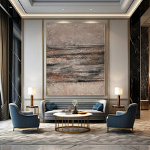 Load image into Gallery viewer, Hand - painted Extensive Brown - Gray Textured Stripes Acrylic Art for Industrial - Style Lounges LargeART0118
