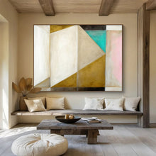Load image into Gallery viewer, Hand - painted Extensive Geometric Shapes in Neutral and Color Acrylic Art for Modern Art Galleries LargeART1779
