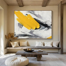 Load image into Gallery viewer, Bold Yellow &amp; Grey Abstract - Energetic Living Room Art LargeART1509
