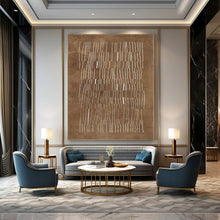 Load image into Gallery viewer, Brown &amp; White Stitch - like Abstract Canvas Painting, Perfect for Bohemian Living Room &amp; Rustic Café LargeART1095
