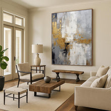 Load image into Gallery viewer, “Gold - Infused Gray Harmony” Abstract Painting on Canvas, Sophisticated Office Decor DKH1062

