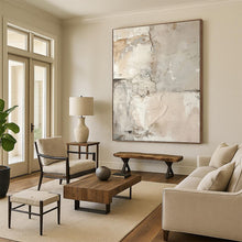 Load image into Gallery viewer, “Cracked Concrete Textures in Neutral Tones” - Beige, Grey, Brown Abstract Art on Canvas DKH1251
