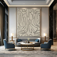 Load image into Gallery viewer, Black Line Abstract on Beige Abstract Canvas Painting, Perfect for Bohemian Living Room &amp; Art Studio LargeART1139
