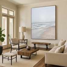Load image into Gallery viewer, “Serene Shore” ，Soft gray - blue sky, gentle blue and white waves, beige sand, creating a calm beach scene. DTP310
