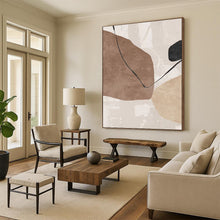 Load image into Gallery viewer, “Neutral Shapes &amp; Black Lines” - Minimalist Abstract Art on Canvas DKH1519
