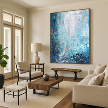 Load image into Gallery viewer, Hand - painted Large - scale Blue - Green Textured Abstract Acrylic Art for Coastal - Themed Bedrooms LargeART0074
