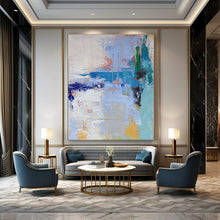 Load image into Gallery viewer, Blue - Toned Abstract Composition Painting, Suited for Coastal Living Room &amp; Serene Reading Nook LargeART1386
