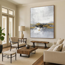 Load image into Gallery viewer, Large - Format Gray - White Gold Cluster Abstract Acrylic Art for Modern Dining Room &amp; Corporate Waiting Area LargeART0380

