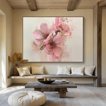 Load image into Gallery viewer, Hand - painted Large - Scale Soft Pink Floral Bouquet Acrylic Art for Romantic Bedroom Decor LargeART1754
