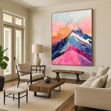 Load image into Gallery viewer, “Vibrant Mountain Peaks” – Color - Drenched Landscape Oil Painting DTP283
