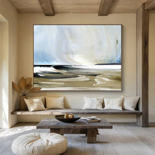 Load image into Gallery viewer, Coastal Abstract with Soft Blues and Beiges Abstract acrylic painting DLZ116
