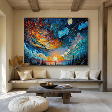 Load image into Gallery viewer, Night Sky “Colorful Cosmos” Painting on Canvas, Dynamic Celestial Art DKH878
