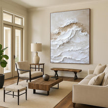 Load image into Gallery viewer, Large - Scale Textured Beige - White Wave Art for Coastal Home &amp; Spa LargeART0444
