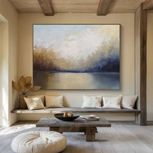 Load image into Gallery viewer, Soft - Toned Lake and Sky Reflection Abstract acrylic painting DLZ041
