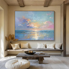 Load image into Gallery viewer, Vibrant Seaside Sunset Abstract Painting On Canvas DKH363
