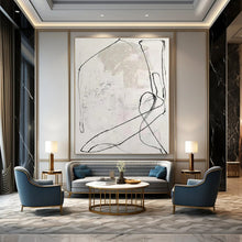 Load image into Gallery viewer, Oversized Hand - painted Black &amp; White Sketchy Lines Art for Industrial - Style Galleries LargeART0163
