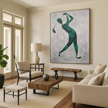 Load image into Gallery viewer, Abstract Painting Green Golfer Silhouette Art for Game Room &amp; Sports Bar Decor LargeART2162
