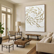 Load image into Gallery viewer, “Gold Fish on White” - Symbolic Abstract Art on Canvas DKH1544
