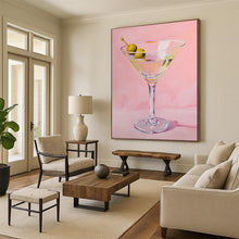 Load image into Gallery viewer, Classic Martini on Pink Abstract Painting, Ideal for Chic Bar Area &amp; Sophisticated Lounge LargeART2016

