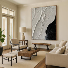 Load image into Gallery viewer, “Textured Monochrome Abstract” - White, Black Abstract Art on Canvas DKH1328
