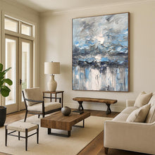 Load image into Gallery viewer, “Blue and Grey Abstract Stormy Sky” - Blue, Grey, White Abstract Art on Canvas DKH1291
