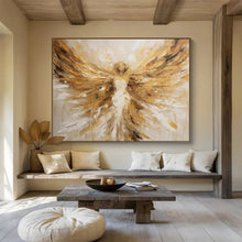 Load image into Gallery viewer, Golden Angel with Outstretched Wings Abstract acrylic painting DLZ082
