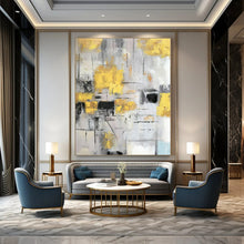 Load image into Gallery viewer, Gray &amp; Yellow Abstract Canvas Painting, Ideal for Modern Living Room &amp; Stylish Office LargeART1314
