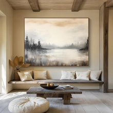 Load image into Gallery viewer, Monochromatic Forest Lake Abstract Painting for Cabin Bedroom &amp; Nature - Themed Study DKH329
