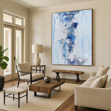 Load image into Gallery viewer, Hand - painted Oversized Blue - Gray Abstract Streaks Acrylic Art for Calm Waiting Rooms LargeART0072
